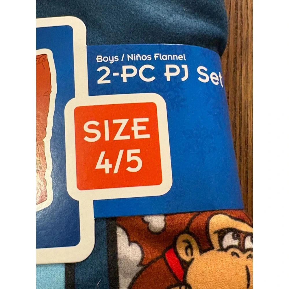 Nintendo Mario Kart‎ Boys 2-Piece Flannel Pajama Set Red Blue Size 4/5 NEW